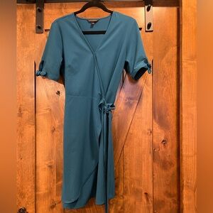 Elegant Teal Wrap Dress